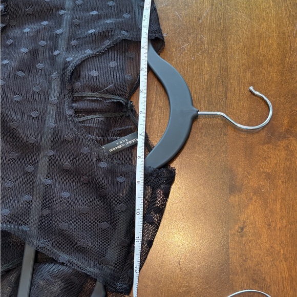 Zara Trafaluc Black Swiss Dot Mesh Tiered Sleeveless Top XS Sheer Romantic - Picture 9 of 11